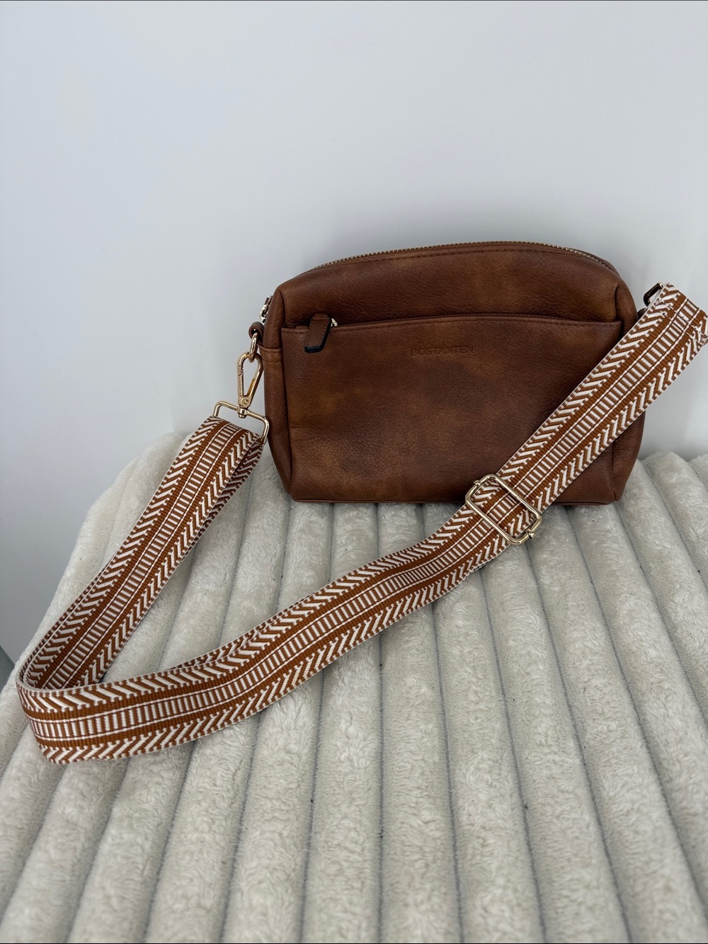 Bostanten Vegan Leather Brown Crossbody bag